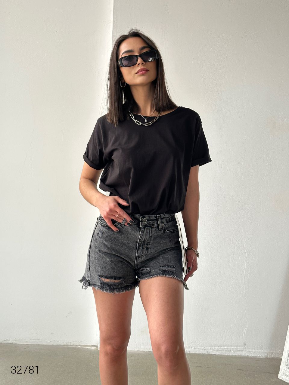 Look short jeans e cropped on sale